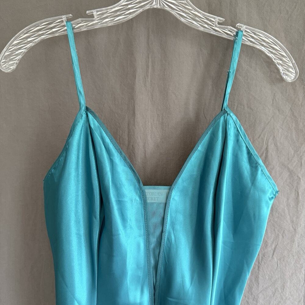 NWT Vintage Victoria’s Secret Gold Label Turquoise Satin Slip Dress Y2K 90s M - Picture 2 of 8